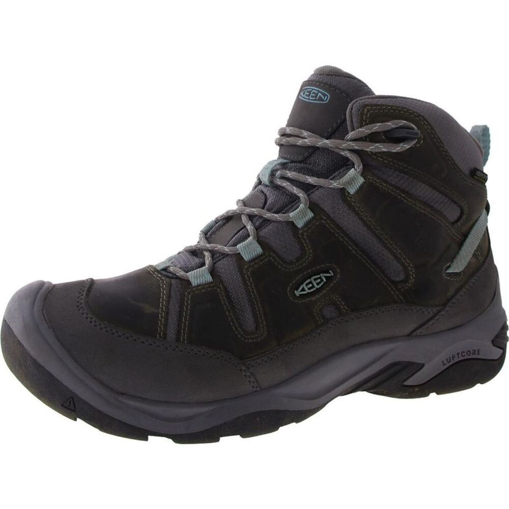 Keen Womens Circadia Mid WP  Gray Leather Mesh Inset Hiking Boots Shoes Used